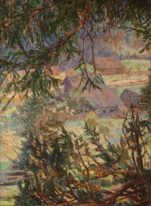 Erwin Czerwenka (1887 Czerniowce-1970 Kraków), Widok z lasu/Piwniczna, 1920 r. (praca dwustronna)