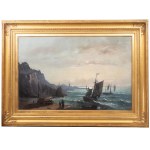 Hippolite Fauvel (1835 Amiens - ?), Fishing boats in Granville