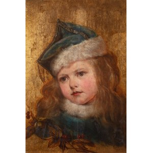 Emila Dukszynska-Dukszta (1837 St. Petersburg - 1898 Warsaw), Girl in a turquoise hat, 1885.