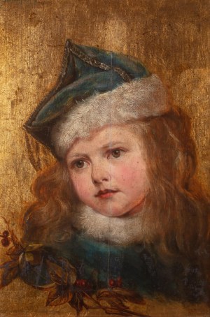 Emila Dukszyńska-Dukszta (1837 Petersburg - 1898 Warszawa), Dziewczynka w turkusowym kapelusiku, 1885 r.