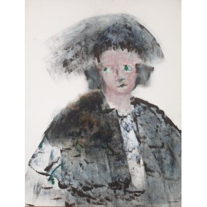 Jadwiga Lesiecka (1921 Warschau-2015 Sopot), Porträt auf weißem Grund