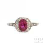 Ring with ruby, 1930s.