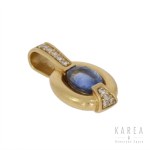 Pendant with sapphire and diamonds, contemporary