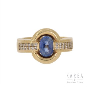 Ring with sapphire and diamonds, contemporary