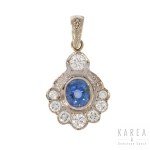 Pendant with sapphire and diamonds, contemporary