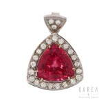 Pendant with rubellite and diamonds, contemporary