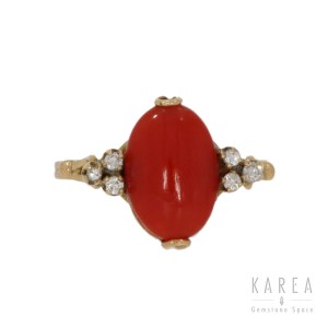 Ring with coral, 20th century.