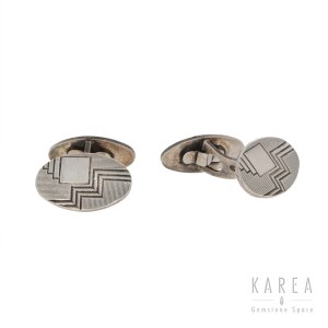 Cufflinks with geometric motif, Cracow, 1st half of the 20th century.