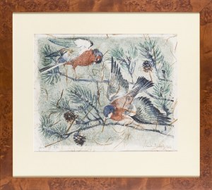 Adam BUNSCH (1896 - 1969), Ptaki na gałęzi sosny, 1967