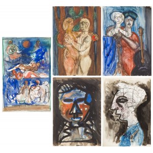 Włodzimierz SAWULAK (1906 - 1980), Kompozycja figuralna - zestaw 5 prac