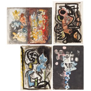 Włodzimierz SAWULAK (1906 - 1980), Kompozycje figuralne i abstrakcyjna - zestaw 4 prac