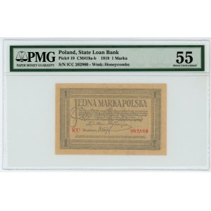 1 marka polska 1919 - seria ICC - PMG 55