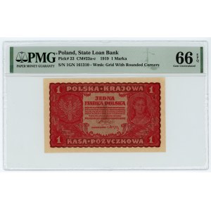1 marka polska 1919 - I seja GN - PMG 66 EPQ
