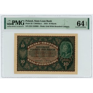 10 Polish marks 1919 - 2nd series ES - PMG 64 EPQ