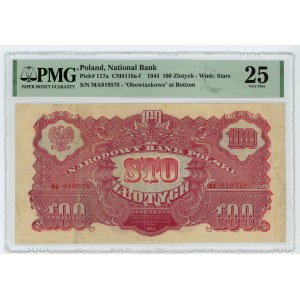 100 złotych 1944 - seria MA - …owe - PMG 25