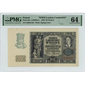 20 zloty 1940 - N series - PMG 64
