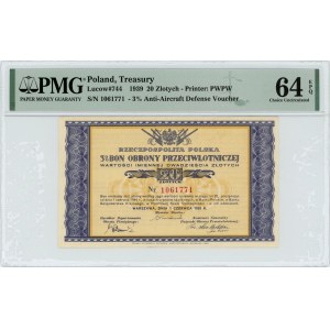 3% Luftverteidigungsgutschein - 20 Gold 1939 - PMG 64 EPQ