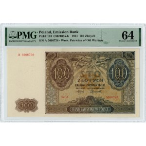100 złotych 1941 - Ser. A - PMG 64