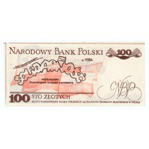 Solidarność, cegiełka 100 złotych 1984 - Wałęsa - Kukla 59 typ 30