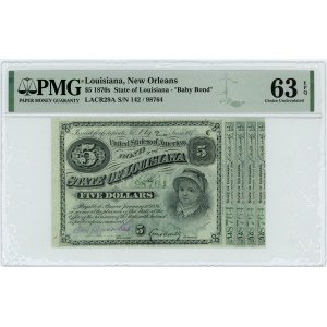 USA - $5 1870 - Baby Bond - PMG 63 EPQ - numerator green