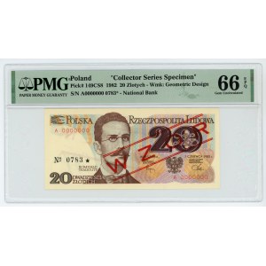 20 złotych 1982 - seria A - WZÓR/SPICEMEN - PMG 66 EPQ