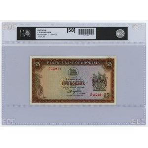 RODEZIA - Reserve Bank of Rhodesia - $5 1978 - GCN 58.