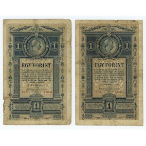 AUSTRIA - 1 gulden/forint 1882 - seria PI, Ze - ZESTAW 2 SZTUKI