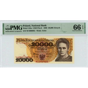 20.000 złotych 1989 - seria W - PMG 66 EPQ