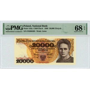 20.000 złotych 1989 - seria F - PMG 68 EPQ - MAX NOTA