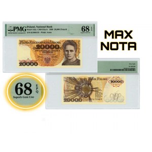 20.000 złotych 1989 - seria K - PMG 68 EPQ - MAX NOTA