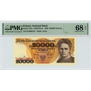 20.000 złotych 1989 - seria K - PMG 68 EPQ - MAX NOTA