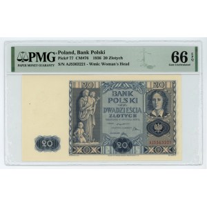 20 gold 1936 - AJ series - PMG 66 EPQ