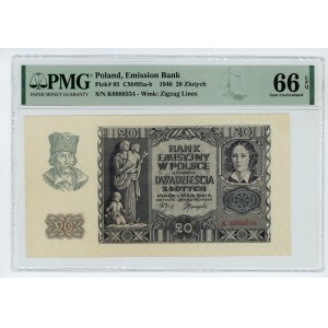 20 złotych 1940 - seria K - PMG 66 EPQ