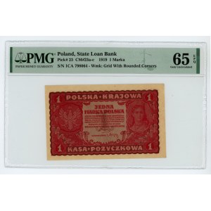 1 marka polska 1919 - I serja CA - PMG 65 EPQ