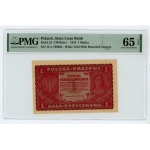 1 Polish mark 1919 - 1st series CA - PMG 65 EPQ