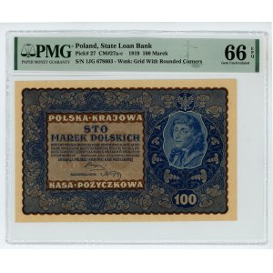 100 marek polskich 1919 - IJ serja G - PMG 66 EPQ