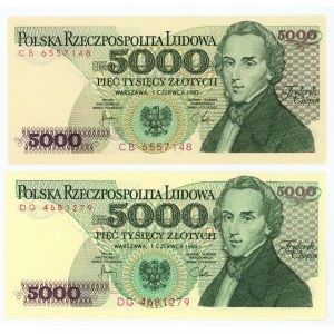 5000 złotych 1982 - seria CB i DG - 2 sztuki