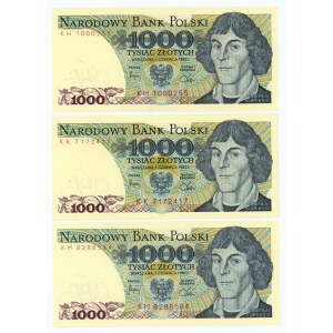 1000 gold 1982 - KH, KK and KM series - 3 pieces