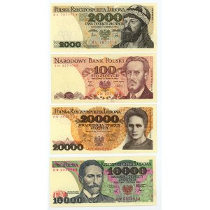 Zestaw 100, 2000, 10.000 i 20.000 złotych