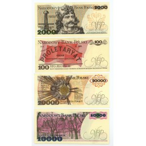 Zestaw 100, 2000, 10.000 i 20.000 złotych