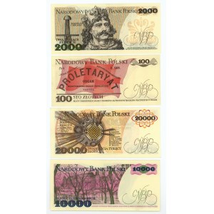 Set of 100, 2,000, 10,000 and 20,000 zloty.