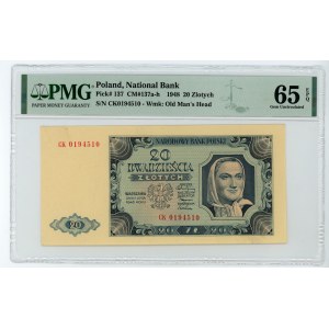 20 złotych 1948 - seria CK - PMG 65 EPQ