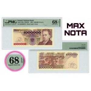 1,000,000 zloty 1993 - series M - PMG 68 EPQ MAX NOTA.