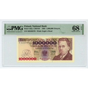 1,000,000 zloty 1993 - series M - PMG 68 EPQ MAX NOTA.