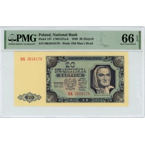20 złotych 1948 - seria HK - PMG 66 EPQ