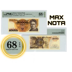 20.000 złotych 1989 - seria H - PMG 68 EPQ - MAX NOTA