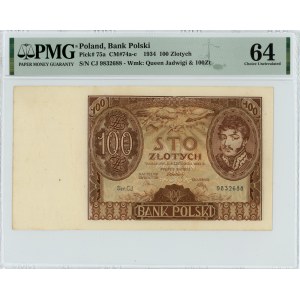 100 złotych 1934 - Ser. C.J. - PMG 64