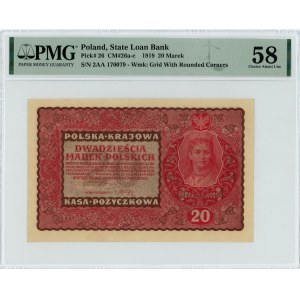 20 Polish marks 1919 - II Series AA - PMG 58