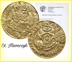 Jan II Kazimierz Waza (1649-1668) - Dukat Gdańsk 1658 wraz z certyfikatem - ex. Paweł Niemczyk