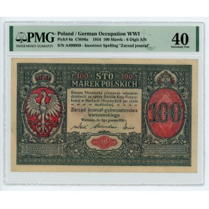 100 Polish marks 1916 - jeneral series A - 6 figures - PMG 40